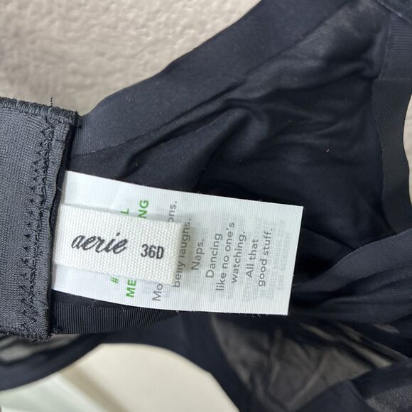 Smoothez by Aerie Bra Beige Full Coverage Unlined Underwire 36D Black New - Picture 3 of 6